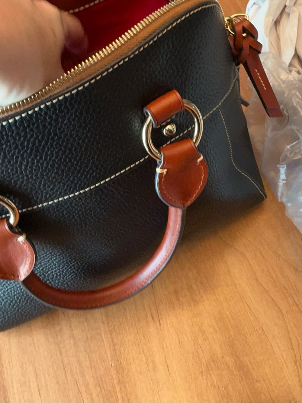 Dooney & Bourke Black and Brown Pebble Cameron Satchel - Picture 12 of 16